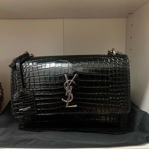 Saint Laurent YSL Sunset Medium Croco